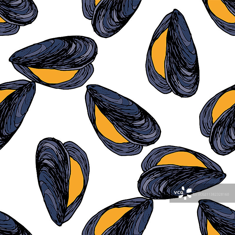 橙色贻贝开放图案图片素材
