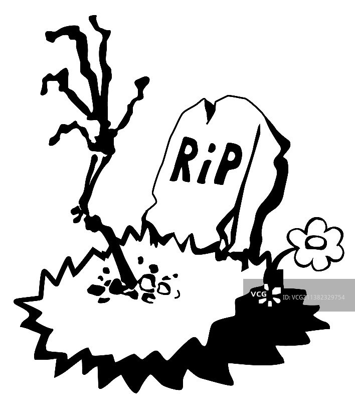 坟墓里爬出的僵尸卡通图片素材