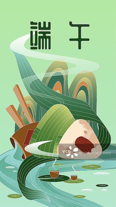 端午吃粽子矢量插画图片素材