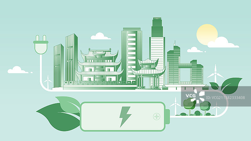 长沙城市环保插画图片素材