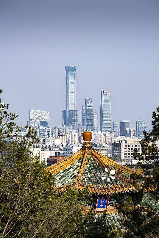 北京CBD城市风光及景山公园观妙亭图片素材
