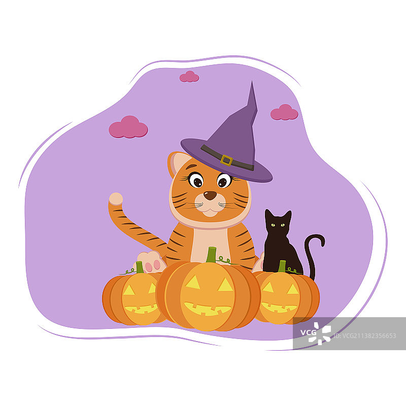 老虎与万圣节图片素材