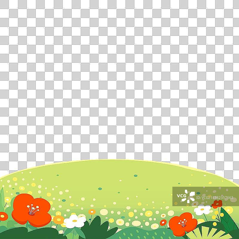 花朵、植物和草地矢量插画背景元素图片素材