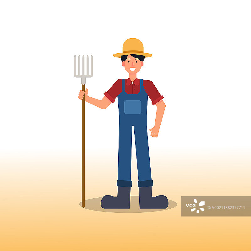 卡通农民角色扁平风格设计图片素材