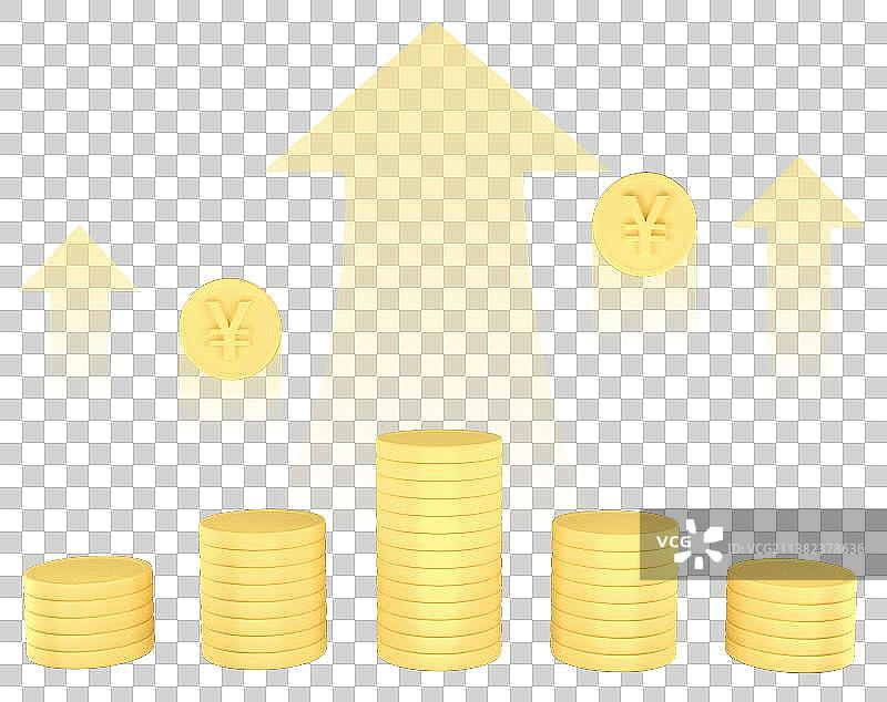 金币和上升的箭头图片素材