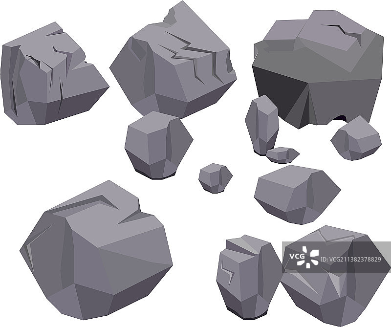 扁平风格的卡通岩石图片素材