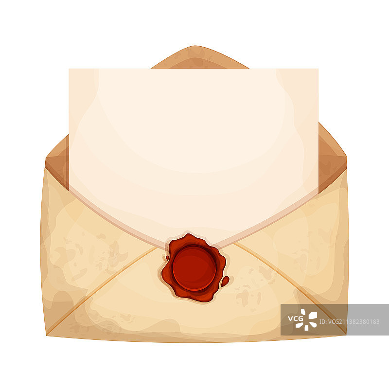 打开的信封、空白信纸与红色元素图片素材