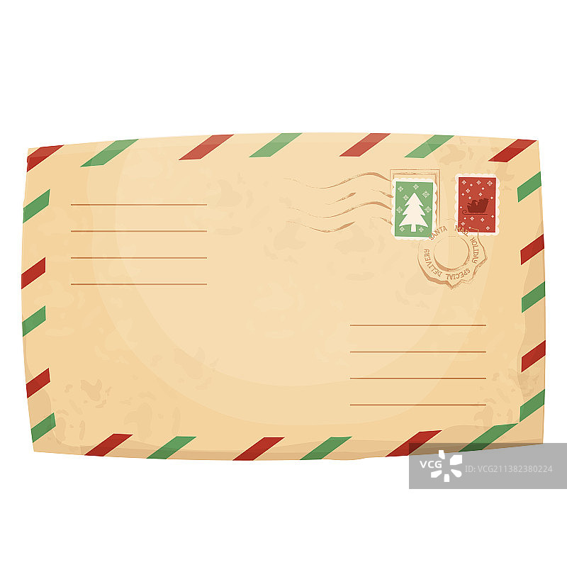 圣诞复古信封与邮戳图片素材