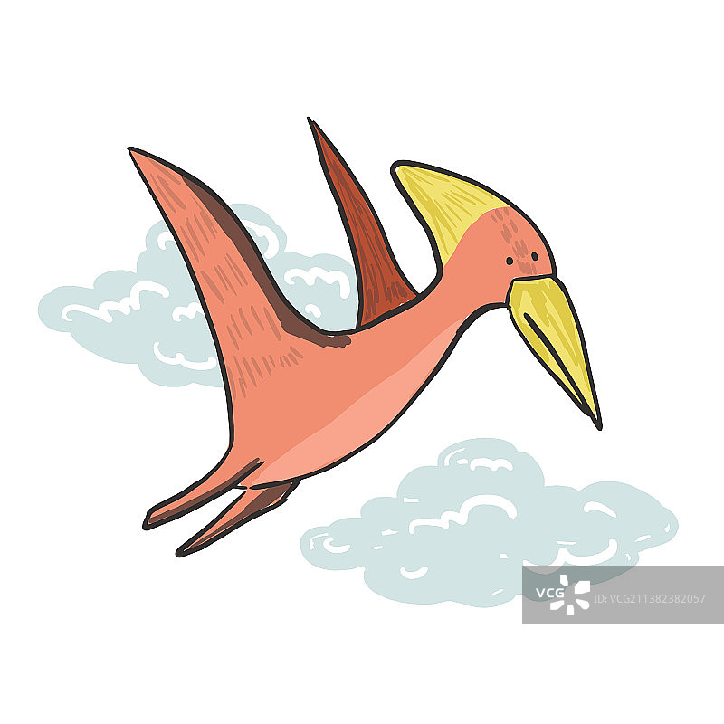 可爱手绘彩色翼龙图片素材