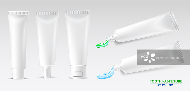 白色背景牙膏管逼真效果图片素材