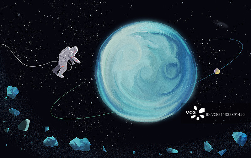 宇航员探索未知世界科幻插画图片素材