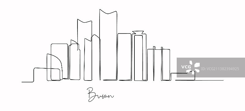 釜山城市天际线单线画图片素材