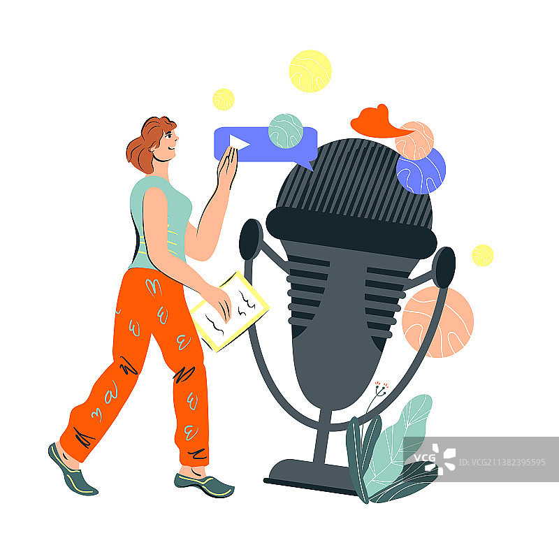 博主录制在线音频播客图片素材