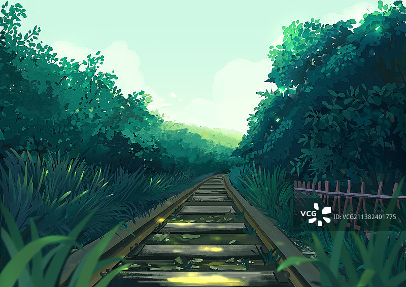 树林铁轨轨道旅游景点图片素材