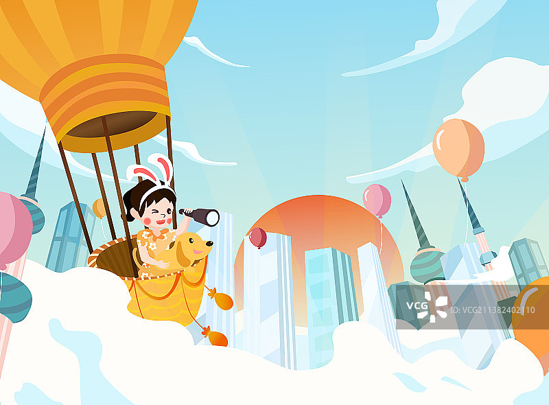 扁平化儿童节创意插画图片素材