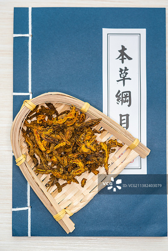 室内棚拍中国重庆草药黄连图片素材