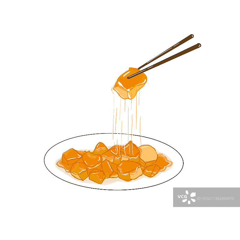 拔丝苹果插画图片素材