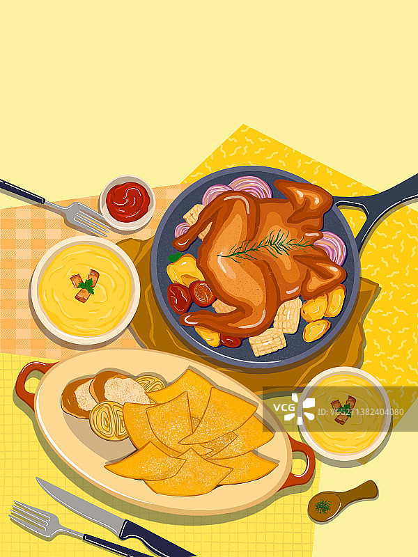 烤鸡插画图片素材