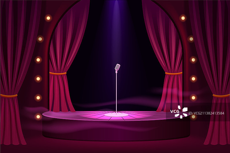 带麦克风的演出舞台模板图片素材