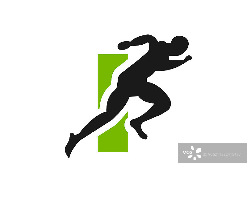 奔跑的人正面I字母标志图片素材