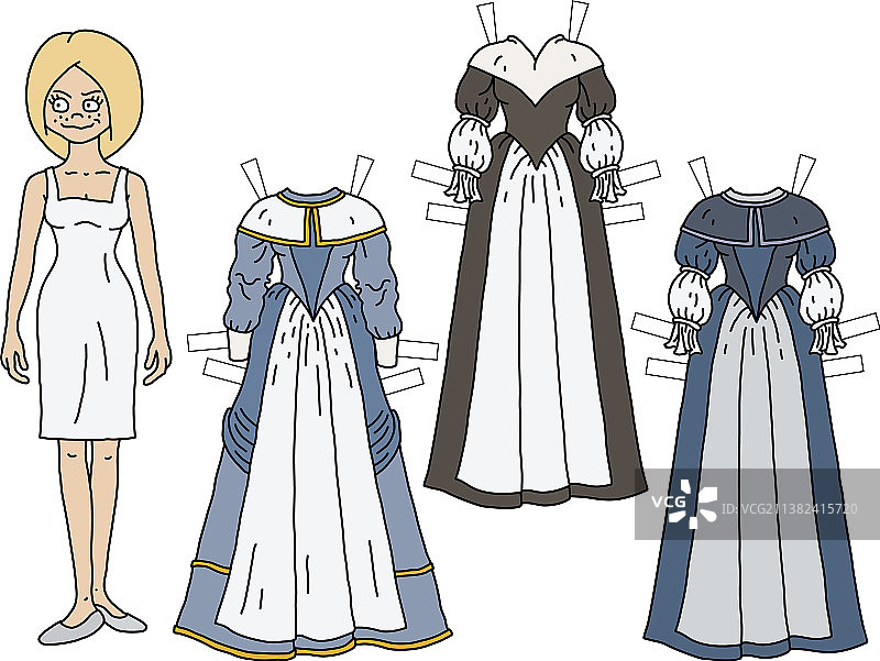 巴洛克贵妇金发纸娃娃图片素材