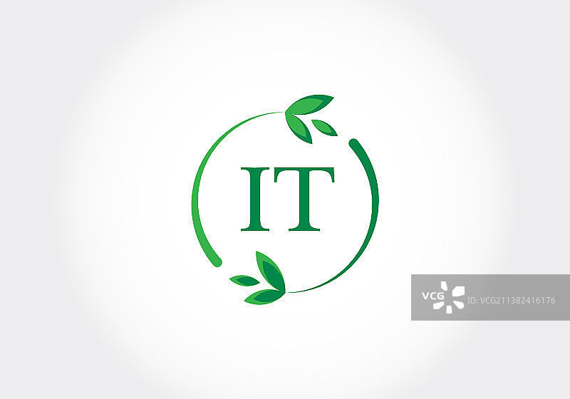 IT字母绿色叶子logo图片素材