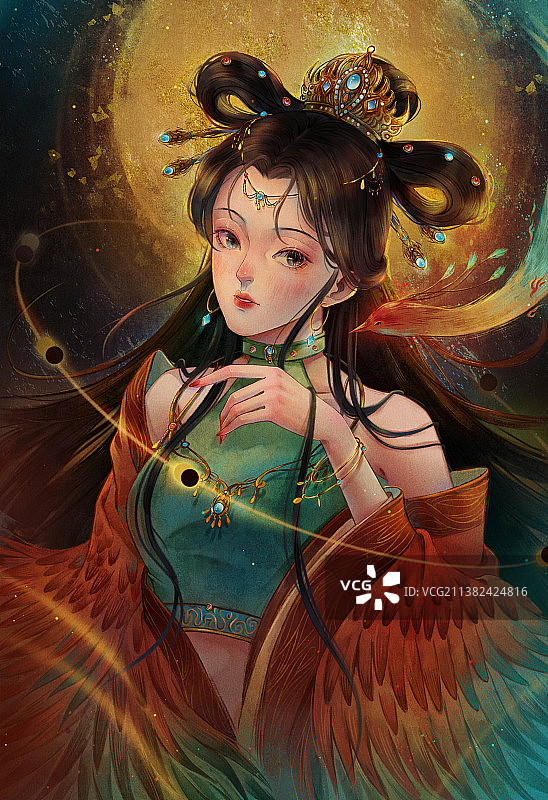 山海经中国风古风美人插画插图——凤凰图片素材