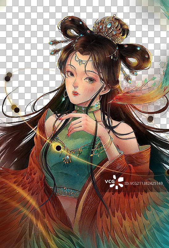 山海经中国风古风美人插画插图——凤凰图片素材
