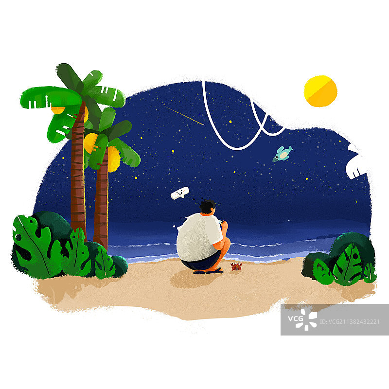 夜晚海滩图片素材