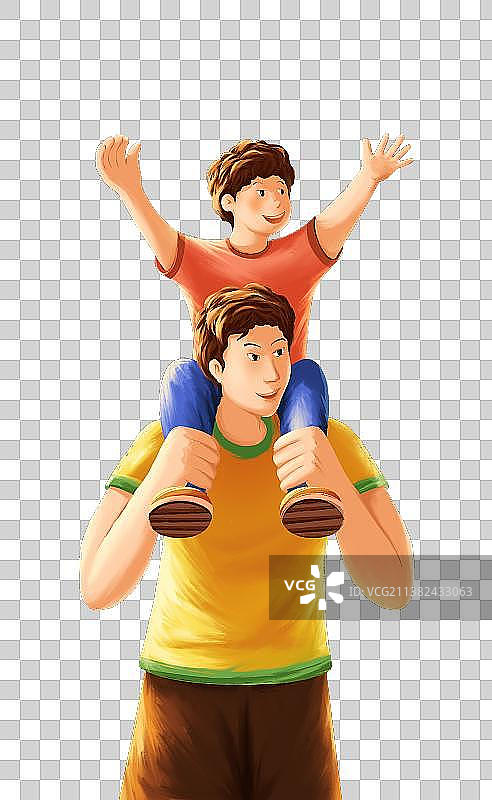 父子插画图片素材