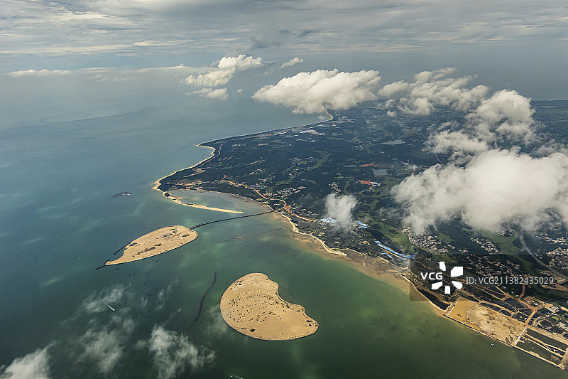 海南铺前湾航拍图片素材