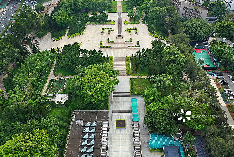 广东省深圳市革命烈士陵园革命烈士纪念碑航拍图片素材