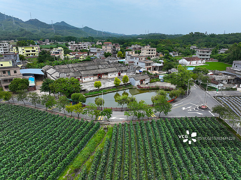 广东省惠州市博罗县杨村镇井水龙古村云记豪宅通奉第航拍图片素材