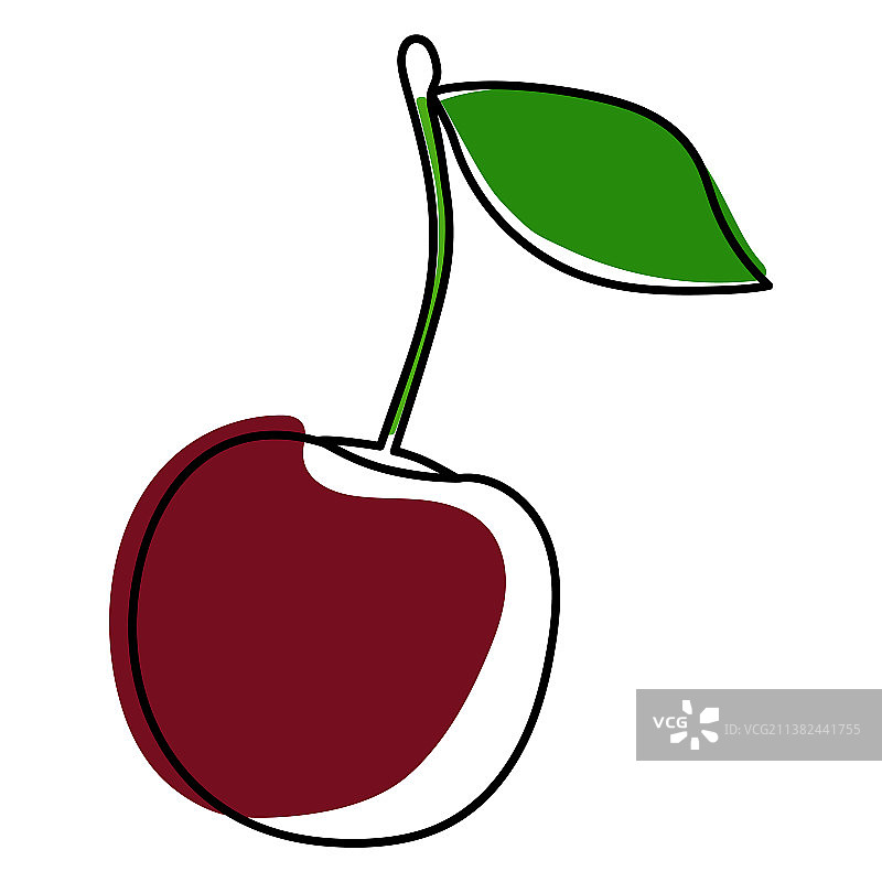 单线条樱桃抽象画图片素材