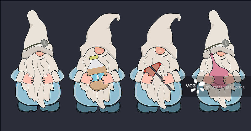 四位拿着医药锤的侏儒医生图片素材