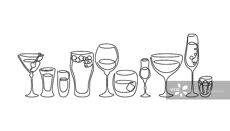 一线画：马提尼、朗姆酒、葡萄酒、烈酒图片素材