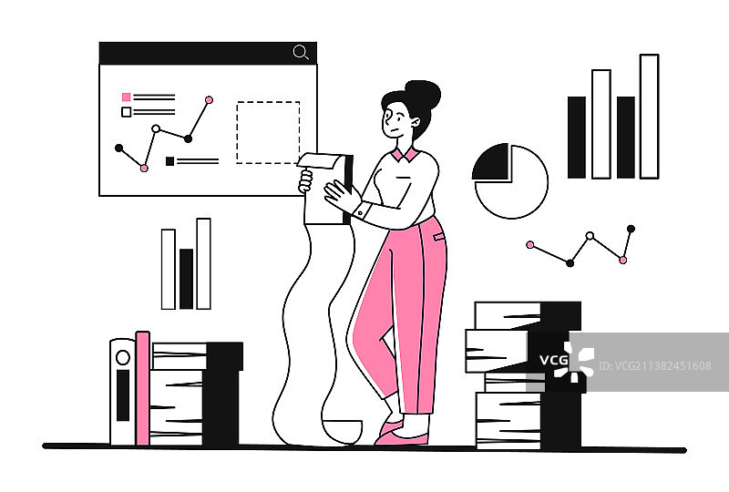 拿着巨大任务清单的悲伤女人图片素材