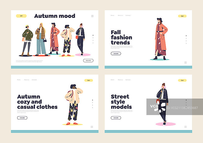 女性秋季时尚服装合集概念图片素材