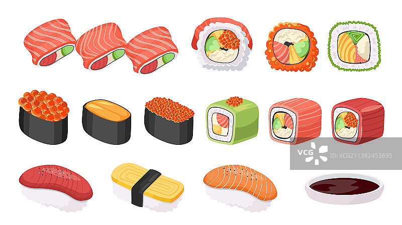 日式料理寿司卷与日本美食图片素材