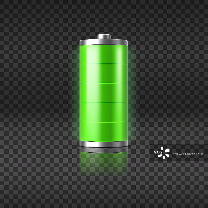 发出绿光的充满电的电池图片素材