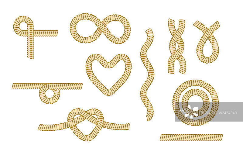 海洋绳结航海缆绳爱心套装图片素材