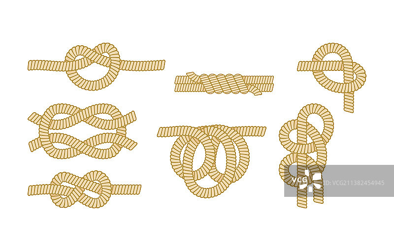 不同绳结的航海绳索合集图片素材