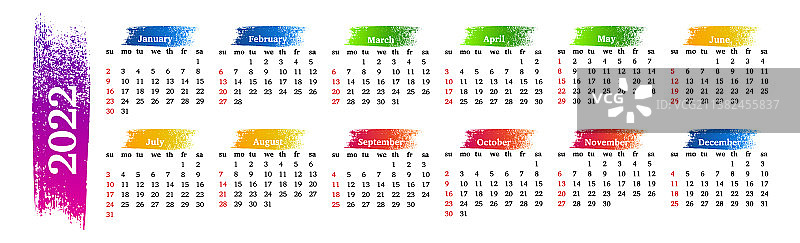 2022年的日历被隔离在白色背景上图片素材