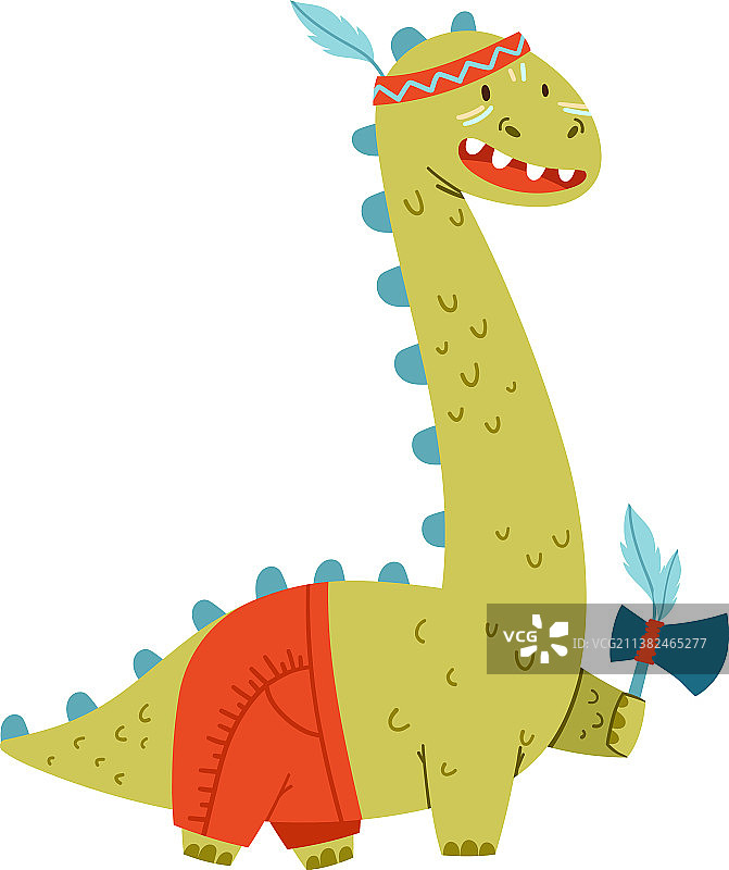 可爱卡通美洲原住民恐龙图片素材