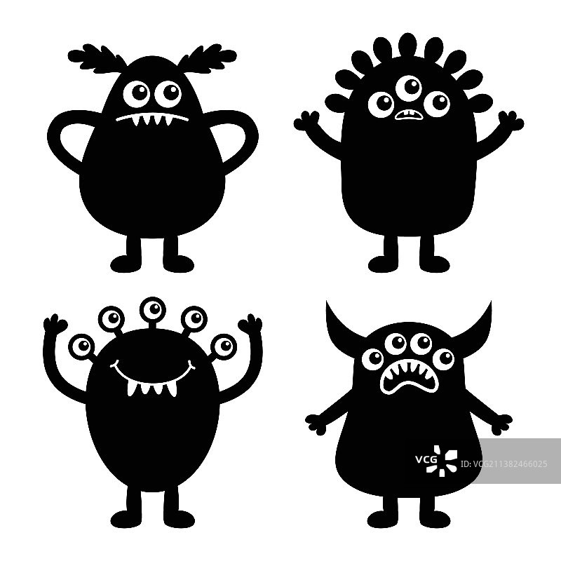 万圣节快乐怪物头像套装图片素材