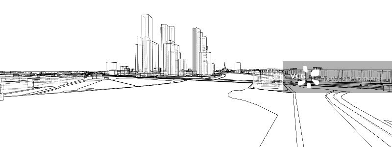 3D城市景观建筑与道路图片素材