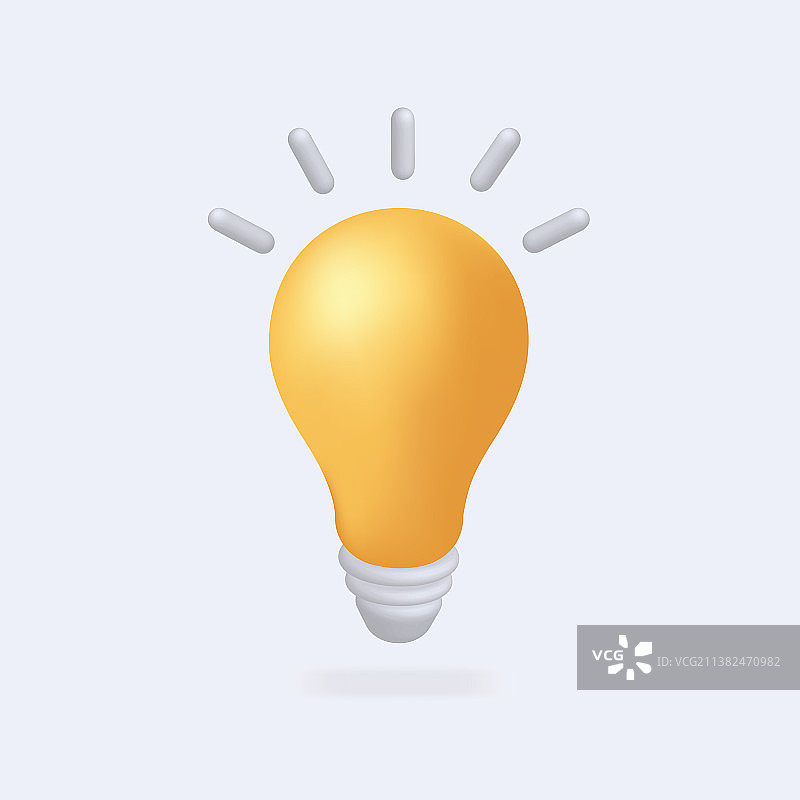 3D风格简约黄色灯泡图标图片素材