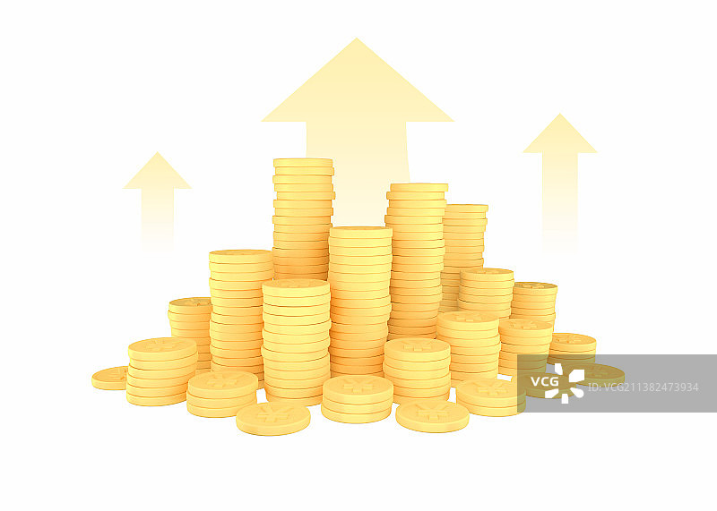 金币和上升的箭头图片素材
