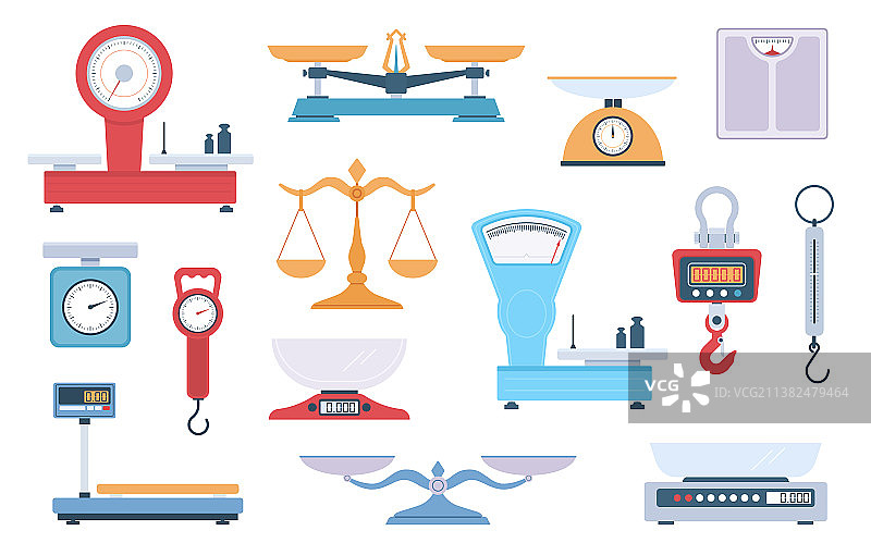 不同类型的天平称重变体图片素材