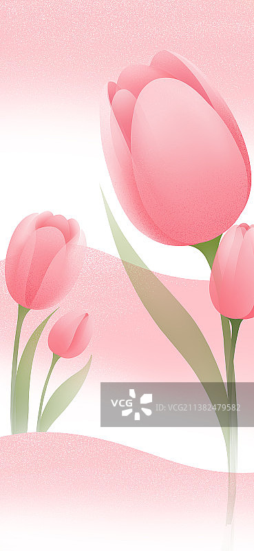 简约扁平插画粉色郁金香海报图片素材